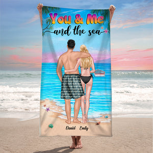 You & Me And The Sea - Personalized Beach Towel - Gift For Couple - Beach Towel - GoDuckee