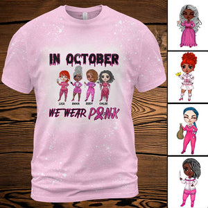 Breast Cancer In October We Wear Pink - Custom Bleached T-shirt - Shirts - GoDuckee