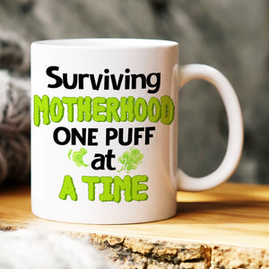 Surviving Motherhood, Gift For Mom, Personalized Mug, Funny Mom And Kid Mug, Mother's Day Gift - Coffee Mug - GoDuckee