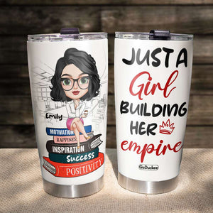 Just A Queen Building Her Empire, Personalized Girl Boss Tumbler, Gift for Girls - Tumbler Cup - GoDuckee