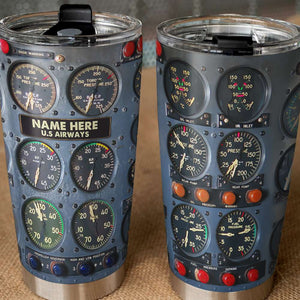 Flight Instruments Panel Tumbler Cup, Custom Name Pilot Tumbler Cup, Personalized Gift For Pilot - Tumbler Cup - GoDuckee