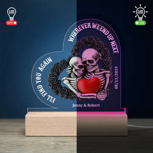 I'll Find You Again Wherever We End Up Next, Personalized Couple 3D Led Light Wooden Base - Led Night Light - GoDuckee