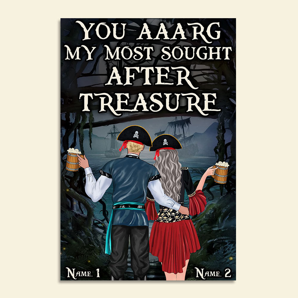 Personalized Pirate Couple Poster - You Aaarg My Most Sought After Treasure - Beer Lover - Poster & Canvas - GoDuckee