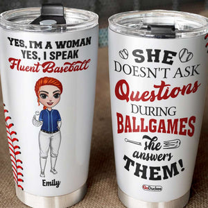 Yes, I Speak Fluent Baseball - Personalized Tumbler Cup - Tumbler Cup - GoDuckee