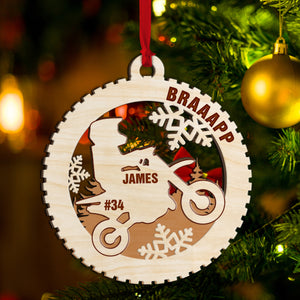 Personalized Motocross Wood Ornament, Ride Crash Swear Repeat - Ornament - GoDuckee