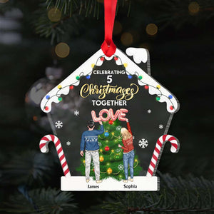 Celebrating Christmas Together,Personalized New Home Couple Acrylic Custom Shape Ornament, Christmas Gift - Ornament - GoDuckee