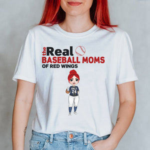 The Real Baseball Moms - Personalized Shirts - Gift For Baseball Player - Female Baseball Front View - Shirts - GoDuckee