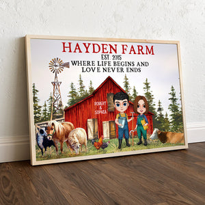 Where Life Begins And Love Never Ends, Farm Canvas Poster Gift For Couple - Poster & Canvas - GoDuckee