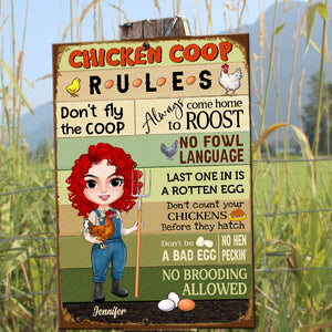 Chicken Coop Rules - Personalized Metal Sign - Metal Wall Art - GoDuckee
