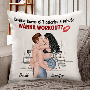 Kissing Burns 6.4 Calories A Minute, Personalized Couple Pillow, Gift For Couple - Pillow - GoDuckee