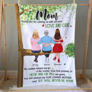 Love And Care, Gift For Mom, Personalized Blanket, Mother and Daughter Hugging, Mother's Day Gift - Blanket - GoDuckee
