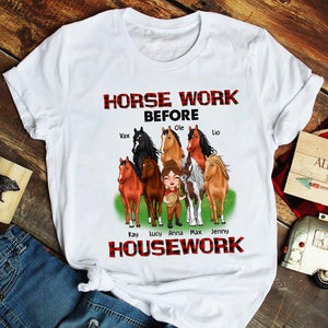 Horse Work Before Housework Personalized Horse Shirt, Gift For Farmer - Shirts - GoDuckee