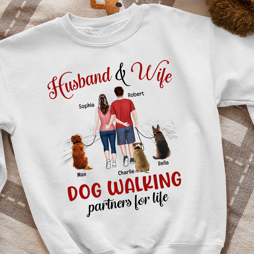 Couple Dog Walking Partners 08ntqn020223 Personalized Shirt - Shirts - GoDuckee