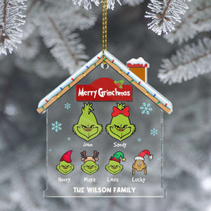 Merry Grinchmas, Personalized Green Family Acrylic Ornament, Christmas Gift - Ornament - GoDuckee