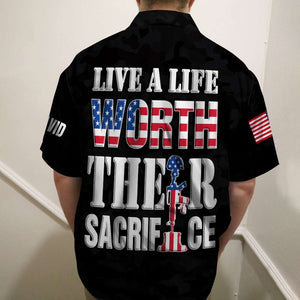 Military Live A Life Worth Their Sacrifice - Personalized Hawaiian Shirt, Aloha Shirt - Hawaiian Shirts - GoDuckee