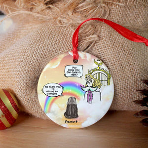 No Thank You I'm Waiting For Someone, Personalized Memorial Cat Ornament, Cat On Heaven Gate - Ornament - GoDuckee