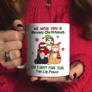 We Wish You a Meowy Christmas And A Happy Purr Year, Personalized Cat Christmas Mug, Christmas Gift - Coffee Mug - GoDuckee