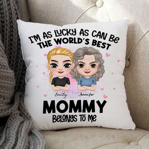 I'm As Lucky As Can Be, Personalized Pillow, Gift For Mother's Day - Pillow - GoDuckee