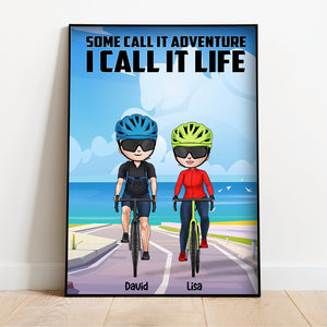 Personalized Cycling Couple Poster - Some Call It adventure I Call It Life - Beach View - Poster & Canvas - GoDuckee
