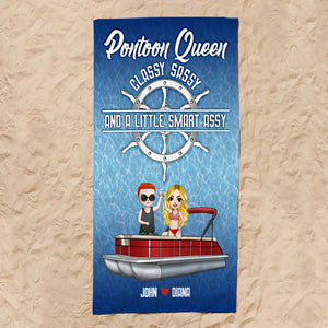 Pontoon Captain The Man The Myth - Personalized Beach Towel - Gifts For Him, Husband - Beach Towel - GoDuckee