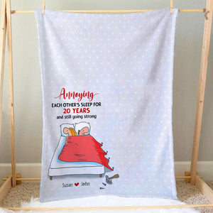 Annoying Each Other's Sleep Personalized Funny Couple Blanket, Gift For Couple - Blanket - GoDuckee