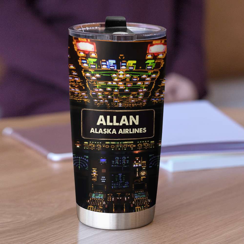 Pilot Control-panel-plane-cockpit Night - Personalized Tumbler Cup - Tumbler Cup - GoDuckee