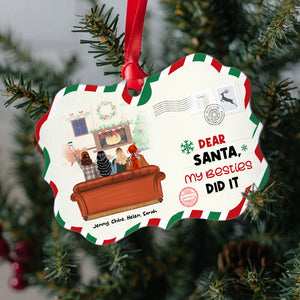 Dear Santa My Besties Did It, Personalized Friends Siblings Medallion Acrylic Ornament, Christmas Gift - Ornament - GoDuckee