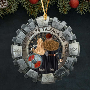 Viking Couple I Love You To The Valhalla And Back Personalized Acrylic Custom Shape Ornament - Ornament - GoDuckee
