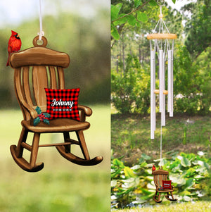 Christmas In Heaven Chair, Personalized Wooden Wind Chimes For The Loss Of Loved One - Wind Chimes - GoDuckee