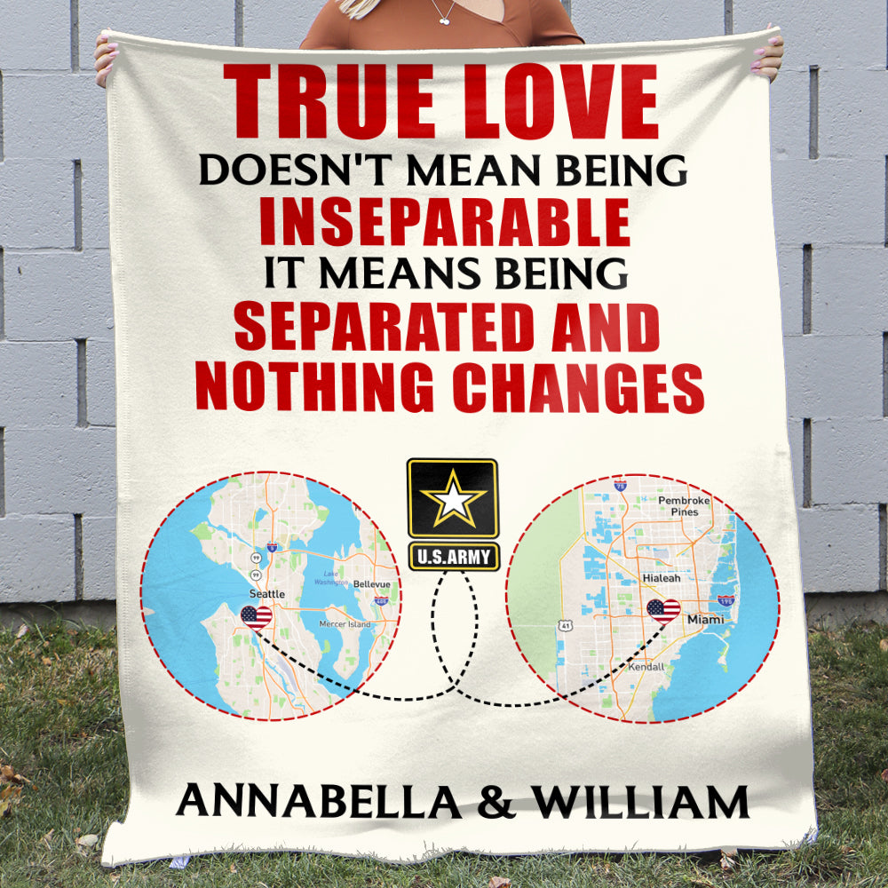 Military Couple Separated And Nothing Changes, Personalized Blanket - Blanket - GoDuckee
