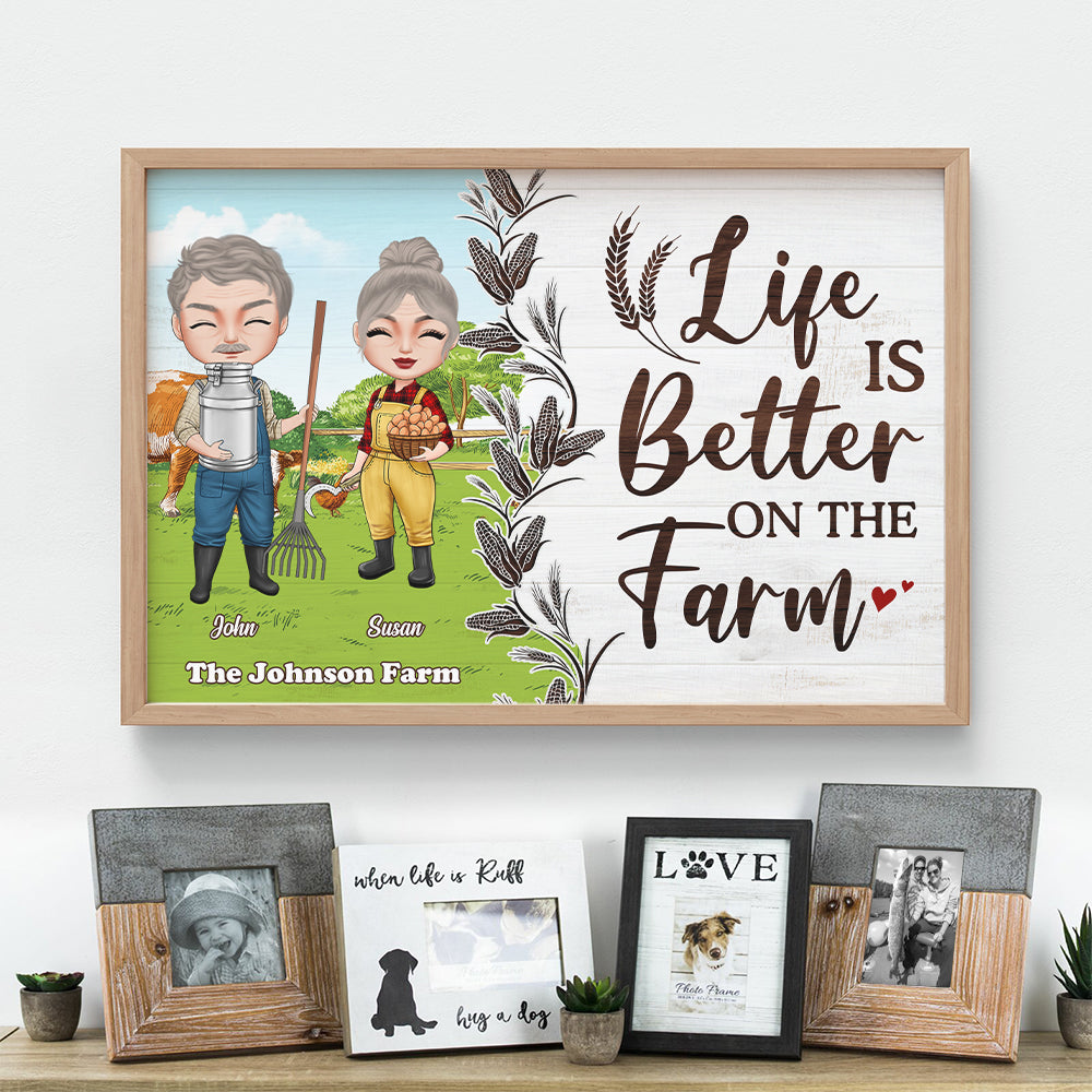 Life Is Better On The Farm, Couple Farmer Canvas Poster Print - Poster & Canvas - GoDuckee