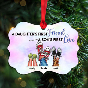 Mom And Kid Shoes Personalized Medallion Acrylic Ornament - Ornament - GoDuckee