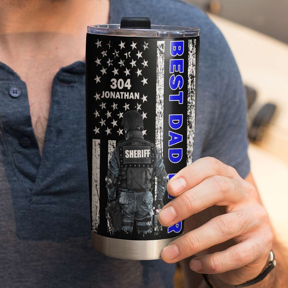 Best Dad Ever Personalized Tumbler Cup,Gift For Police - Tumbler Cup - GoDuckee