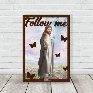 Jesus Follow Me - Two Layers Wood Sign - Wood Sign - GoDuckee