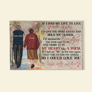 Personalized Old Couple Poster - If I Had My Life To Live Over Again - Old Couple Hand In Hand Back View - Poster & Canvas - GoDuckee