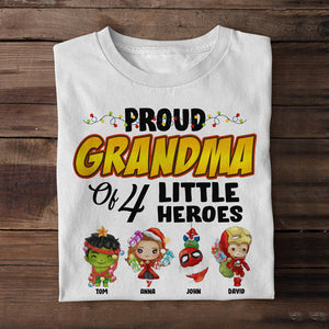 Family, Proud Grandma Of Little Heroes, Personalized Family Christmas Shirts - Shirts - GoDuckee