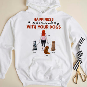 Happiness Is A Long Walk, Personalized Shirt, Gift For Dog Lover - Shirts - GoDuckee