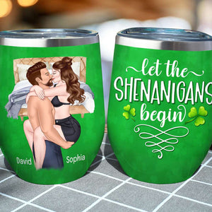 Let The Shenanigans Begin, Personalized Tumbler, Gifts For Naughty Couple - Wine Tumbler - GoDuckee