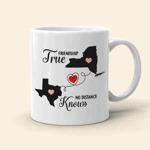 True Friendship Knows No Distance Personalized Friends Mug Gift For Sisters - Coffee Mug - GoDuckee