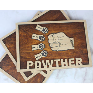 Fist Bump With Paws Personalized Layered Wood Sign Stand, Gift For Father's Day, Dog Lovers - Wood Sign - GoDuckee