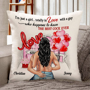 I'm Just A Girl Totally In Love With a Guy, Personalized Couple Pillow, Gift For Couples - Pillow - GoDuckee