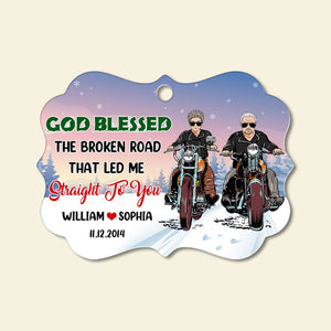 The Broken Road That Led Me Straight To You - Personalized Biker Christmas Ornament - Christmas Gift For Couple - Ornament - GoDuckee