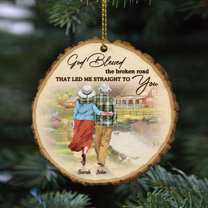 God Blessed The Broken Road That Led Me Straight To You, Personalized Old Couple Wood Ornament, Christmas Gift - Ornament - GoDuckee