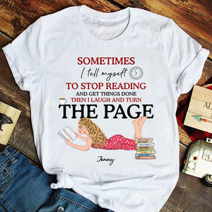 Personalized Reading Girl Shirt, I Laugh And Turn The Page, Custom Book Titles - Shirts - GoDuckee