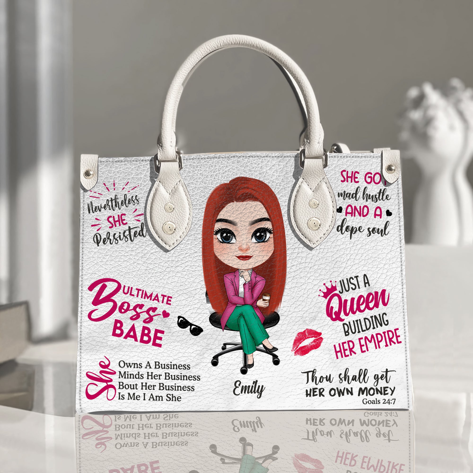 Just A Queen Building Her Empire, Girl Boss Leather Bag - Leather Bag - GoDuckee