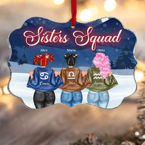 Sisters Squad Zodiac Girls, Medallion Acrylic Ornament Christmas Gift For Besties - Ornament - GoDuckee