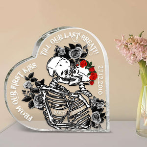 From Our First Kiss Till Our Last Breath, Personalized Skull Couple Acrylic Plaque 02dnqn130423 - Decorative Plaques - GoDuckee