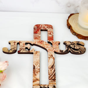 Jesus Layered Wood Sign Stand - Wood Sign - GoDuckee