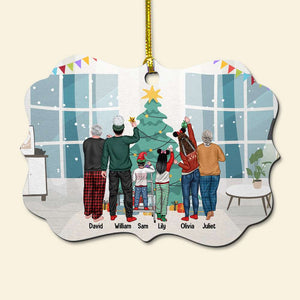 Family Christmas We're All This Together, Personalized Family Aluminium Medallion Ornament - Ornament - GoDuckee