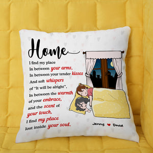 Sleeping Couple, Personalized Cartoon Couple Pillow, I Find My Place Lost Inside Your Soul - Pillow - GoDuckee